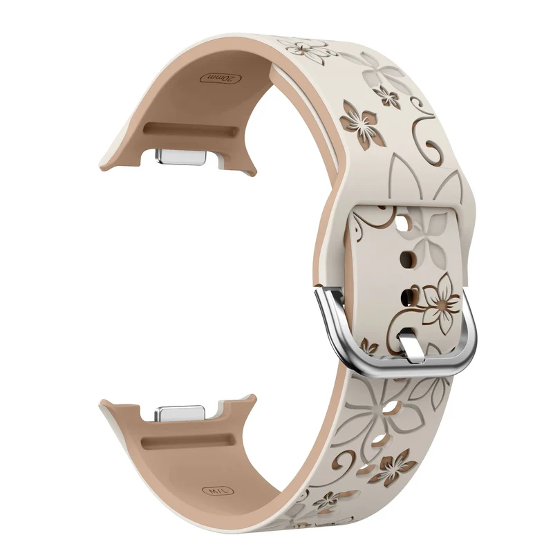 Samsung Galaxy Watch 9 - 40mm Flower Silikonarmband (Polarstern/Beige)