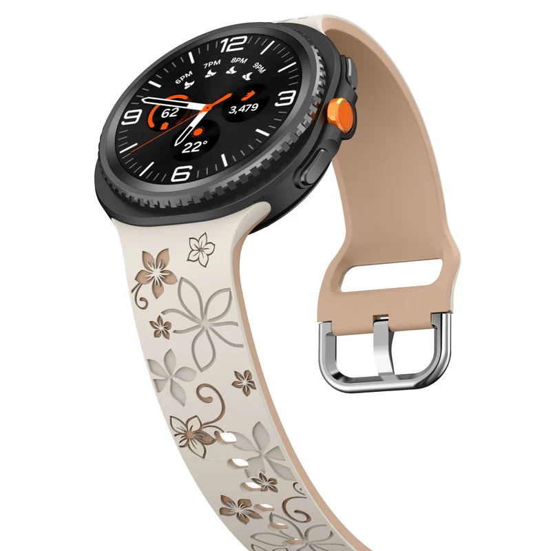 Samsung Galaxy Watch 9 - 40mm Flower Silikonarmband (Polarstern/Beige)