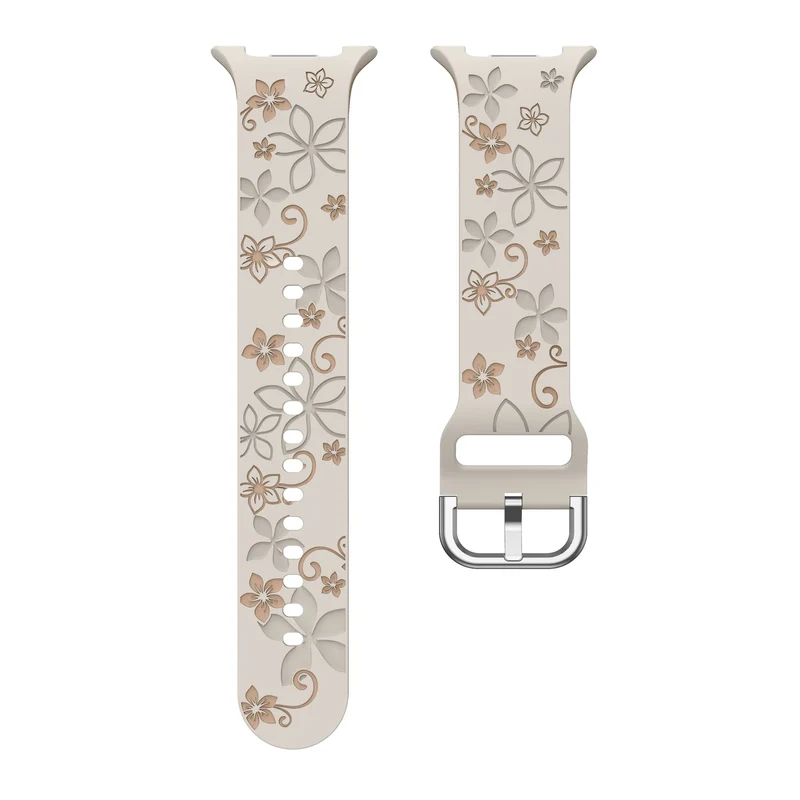 Samsung Galaxy Watch 9 - 40mm Flower Silikonarmband (Polarstern/Beige)