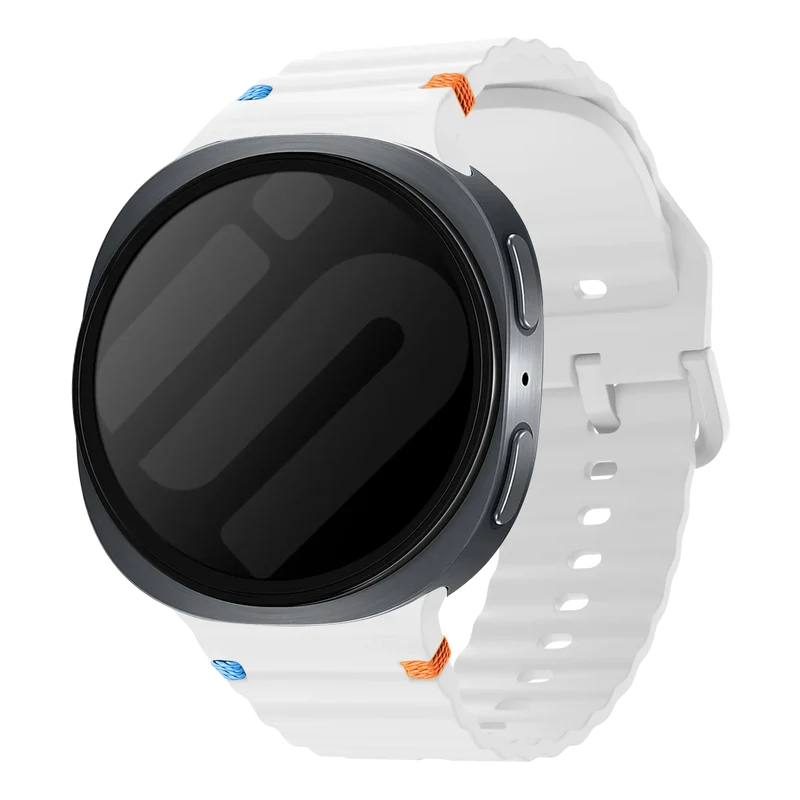 Samsung Galaxy Watch 9 - 44mm Wave Silikonarmband (Weiß)