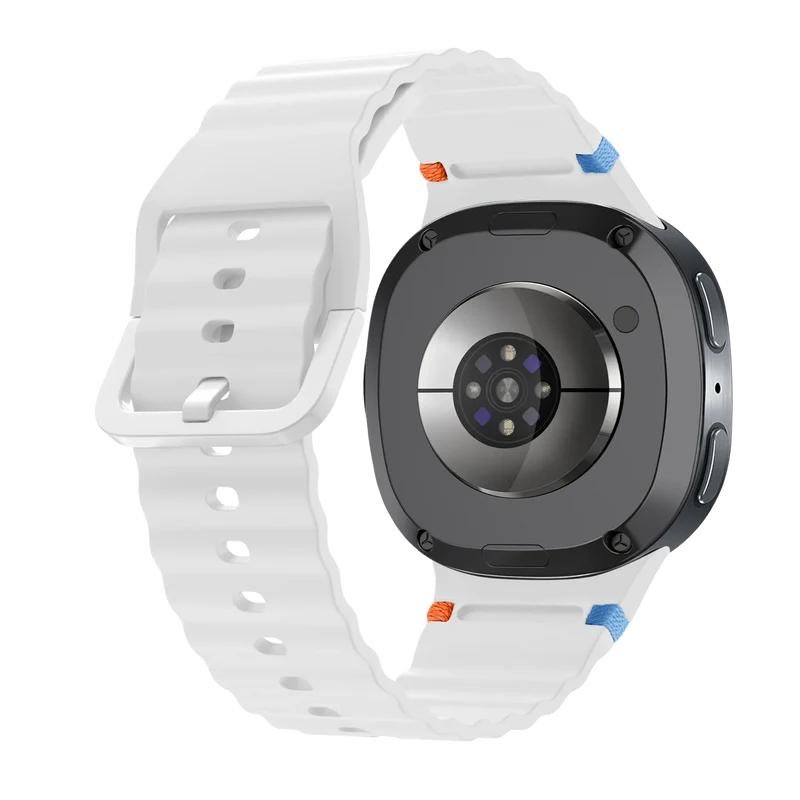 Samsung Galaxy Watch 9 - 44mm Wave Silikonarmband (Weiß)