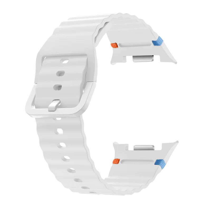 Samsung Galaxy Watch 9 - 44mm Wave Silikonarmband (Weiß)