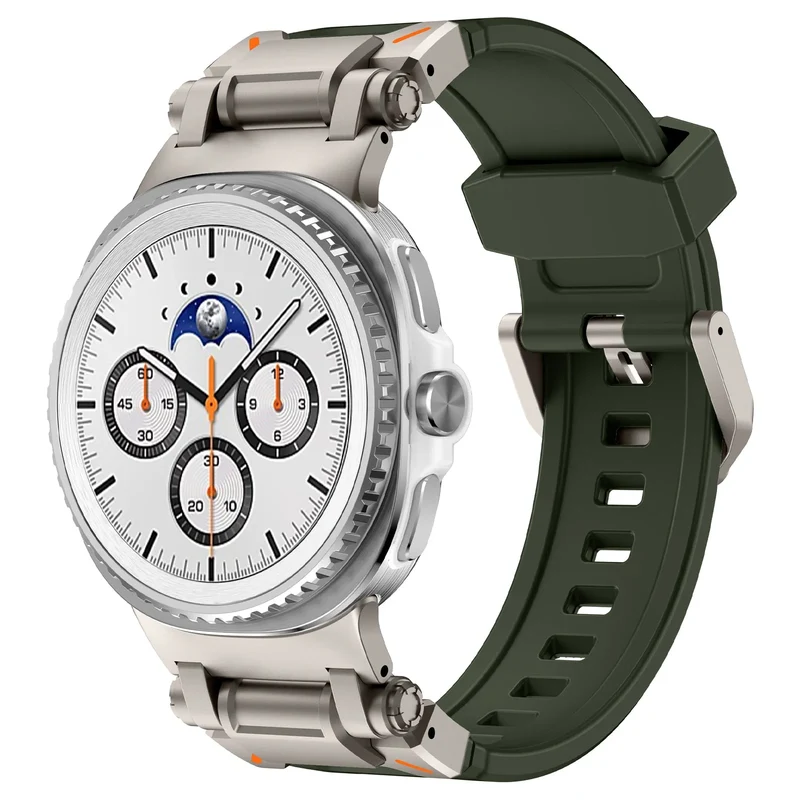 Samsung Galaxy Watch 9 - 44mm Silikonarmband 'Explorer' (Grün mit Titan)