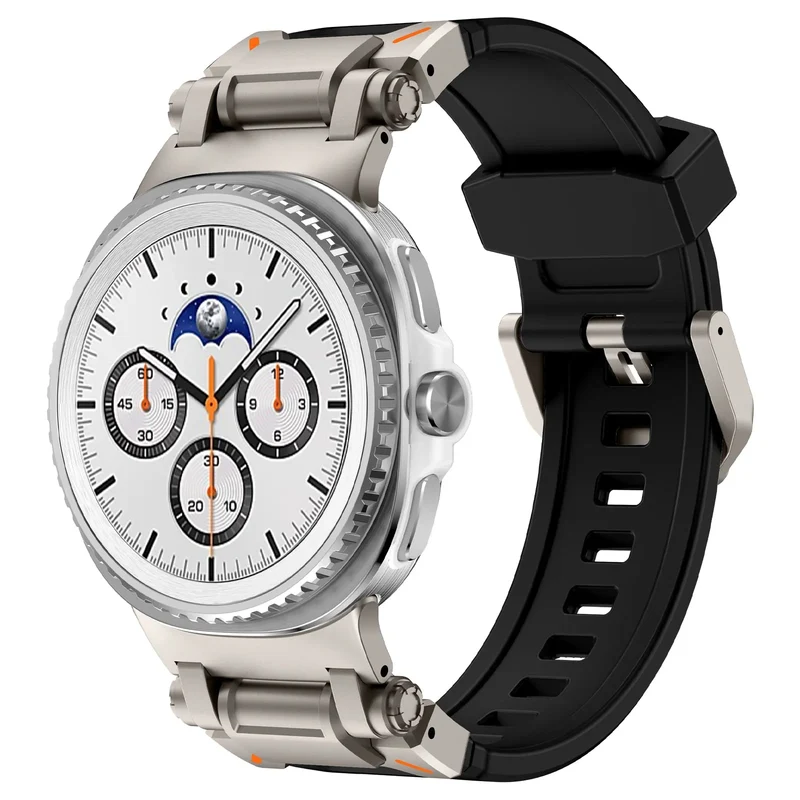 Samsung Galaxy Watch 9 - 44mm Silikonarmband 'Explorer' (Schwarz mit Titan)