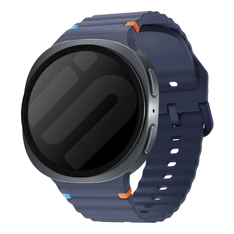 Samsung Galaxy Watch 9 - 44mm Wave Silikonarmband (Dunkelblau)