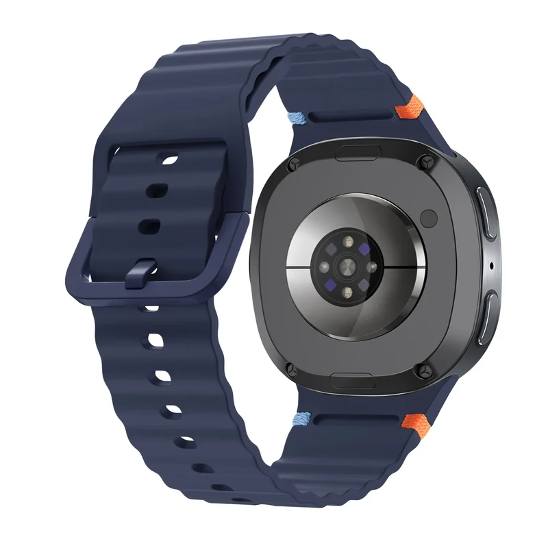 Samsung Galaxy Watch 9 - 44mm Wave Silikonarmband (Dunkelblau)