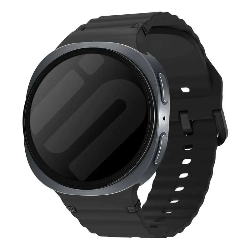 Samsung Galaxy Watch 9 - 44mm Wave Silikonarmband (Schwarz)