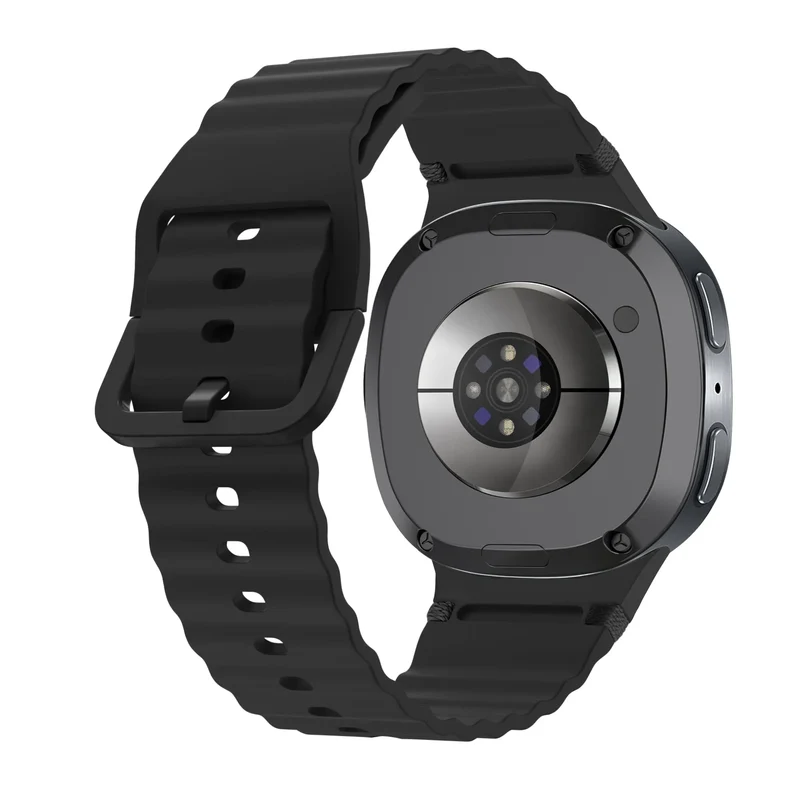 Samsung Galaxy Watch 9 - 44mm Wave Silikonarmband (Schwarz)