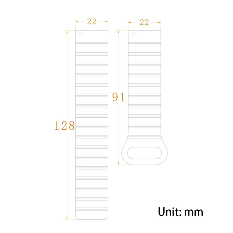 22mm Sport Loop Watch Band Magnetic Silicone Wrist Strap - Black+Orange