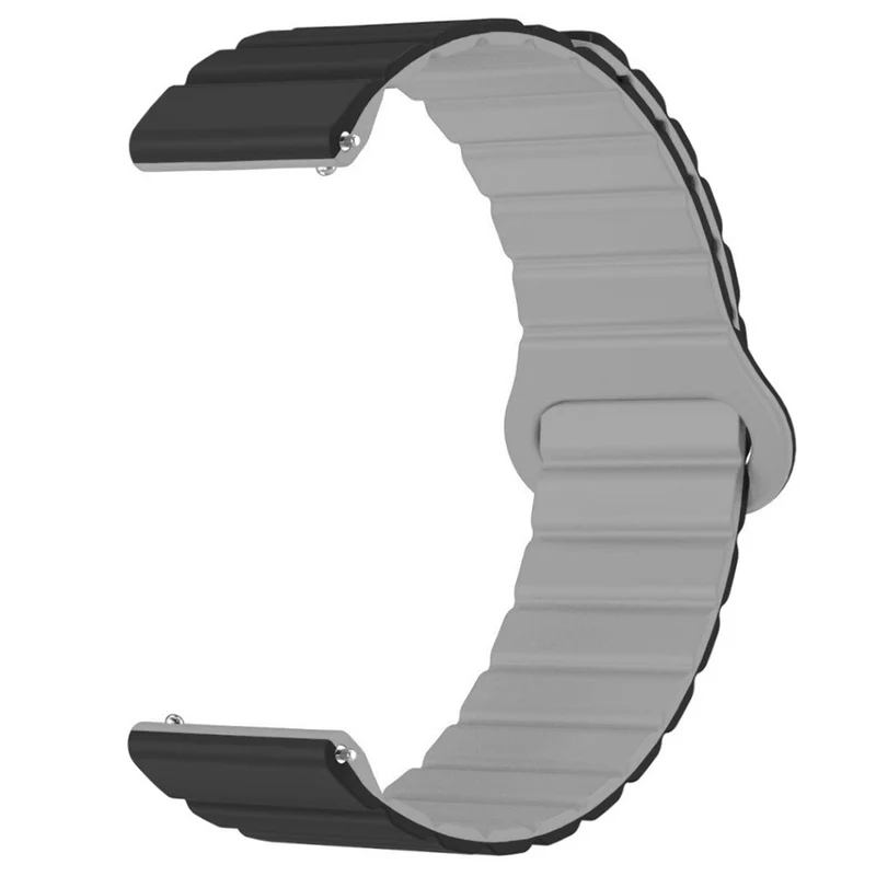 22mm Sport Loop Watch Band Magnetic Silicone Wrist Strap - Black+Orange
