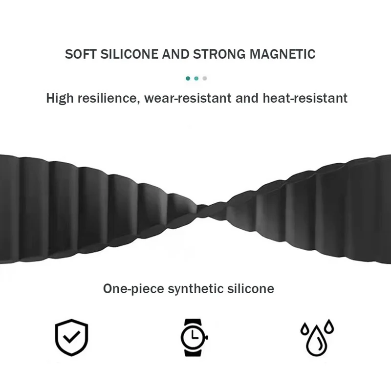 22mm Sport Loop Watch Band Magnetic Silicone Wrist Strap - Black+Orange