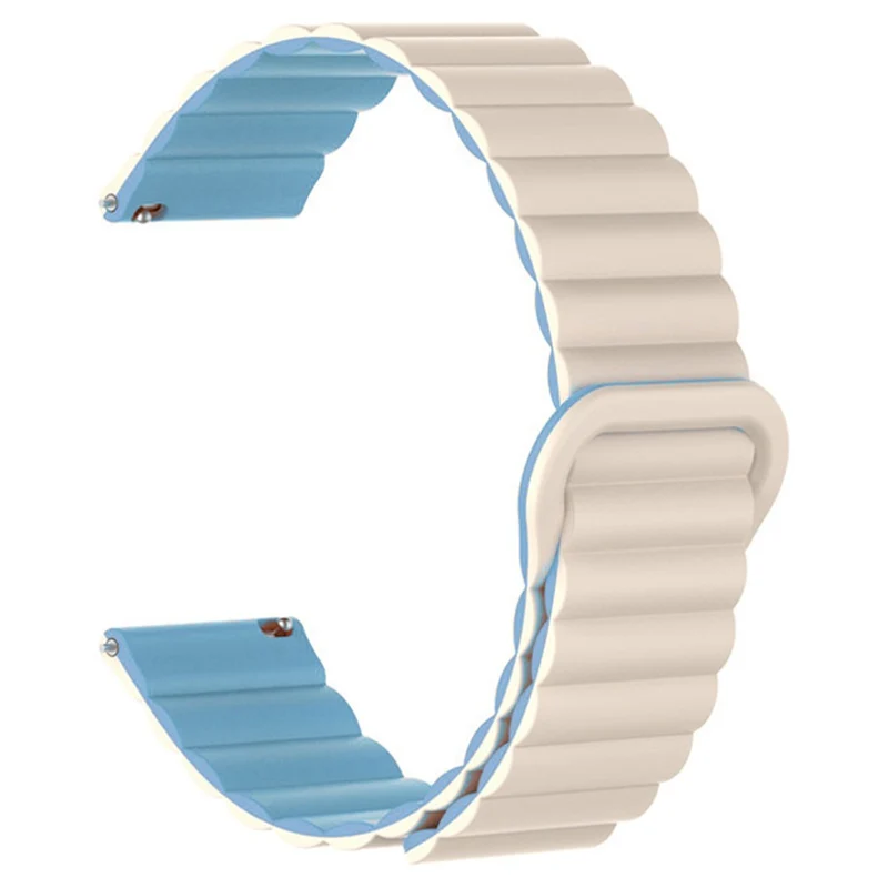 22mm Sport Loop Watch Band Magnetic Silicone Wrist Strap - Black+Orange
