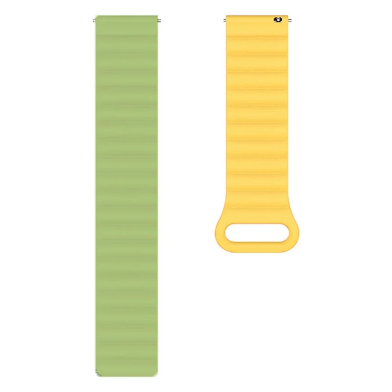 22mm Sport Loop Watch Band Magnetic Silicone Wrist Strap - Black+Orange
