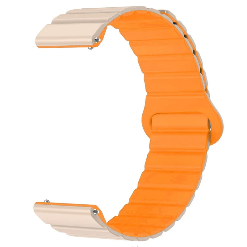 22mm Sport Loop Watch Band Magnetic Silicone Wrist Strap - Black+Orange