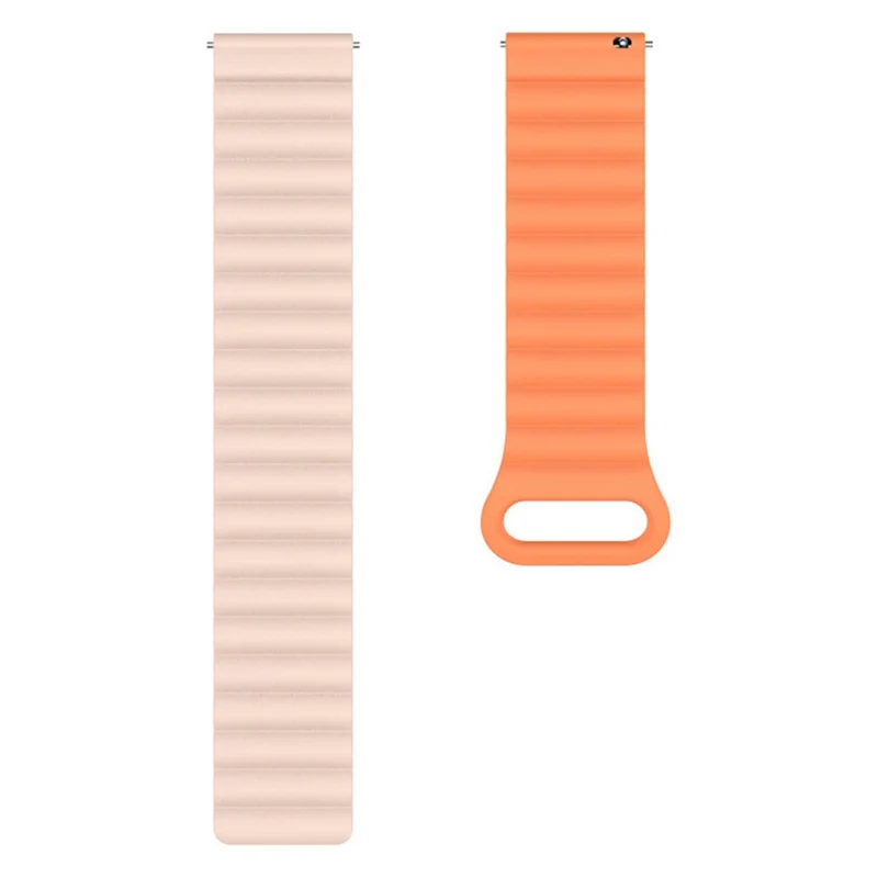 22mm Sport Loop Watch Band Magnetic Silicone Wrist Strap - Black+Orange
