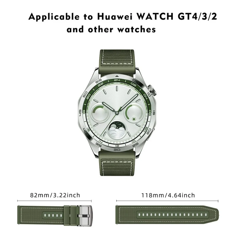 Universal 22mm Breathable Woven Canvas Replacement Strap Adjustable Smartwatch Band - Army Green
