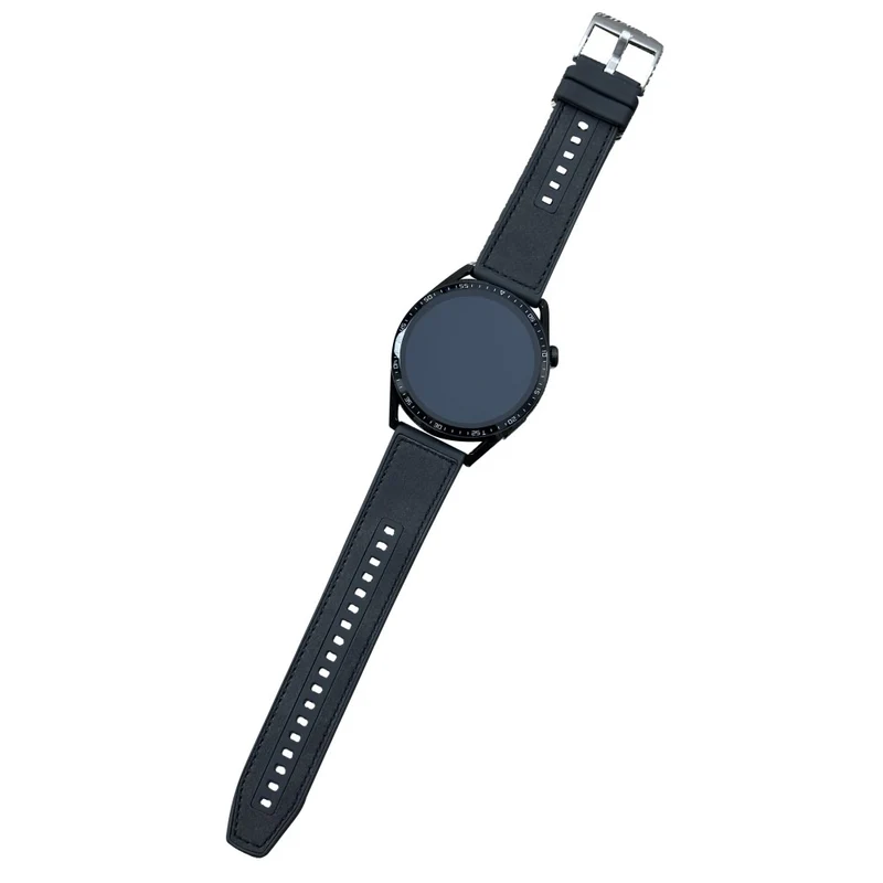 22mm Universal Watch Band Leather Coated Silicone Replacement Strap with Square Buckle - Tan