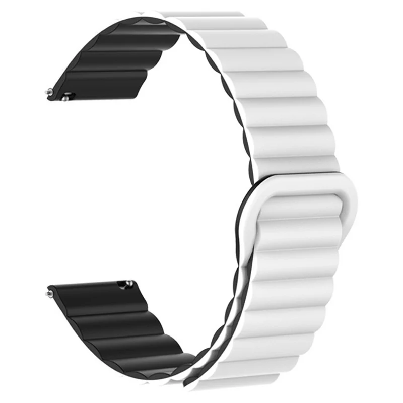 20mm Magnetic Sport Loop Watch Band Silicone Dual Color Replacement Strap - Black+Orange