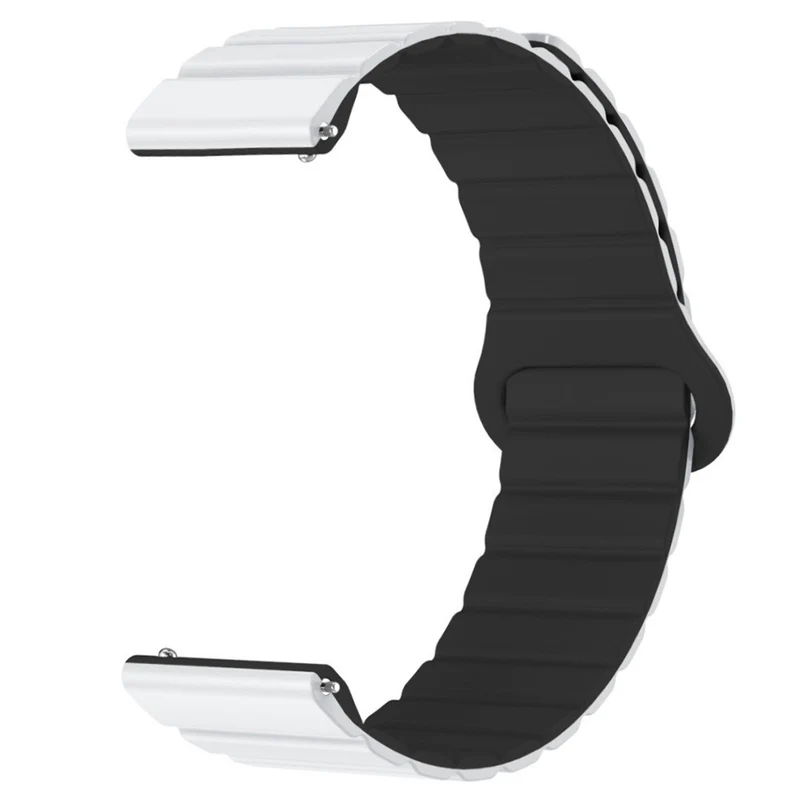 20mm Magnetic Sport Loop Watch Band Silicone Dual Color Replacement Strap - Black+Orange