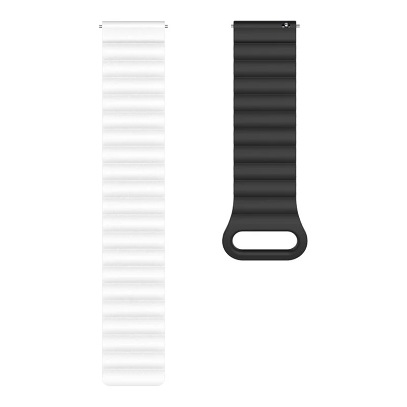20mm Magnetic Sport Loop Watch Band Silicone Dual Color Replacement Strap - Black+Orange