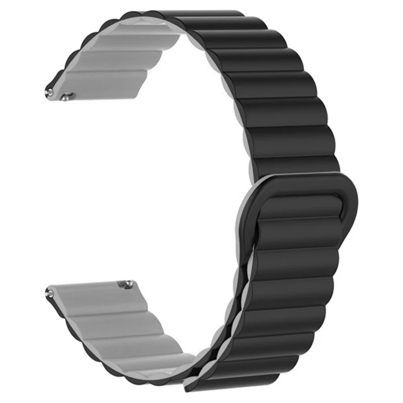 20mm Magnetic Sport Loop Watch Band Silicone Dual Color Replacement Strap - Black+Orange