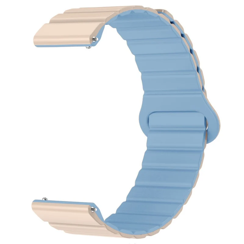 20mm Magnetic Sport Loop Watch Band Silicone Dual Color Replacement Strap - Black+Orange