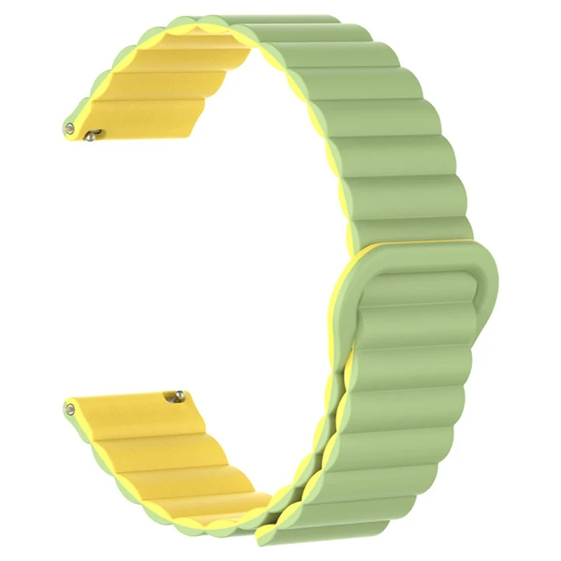 20mm Magnetic Sport Loop Watch Band Silicone Dual Color Replacement Strap - Black+Orange