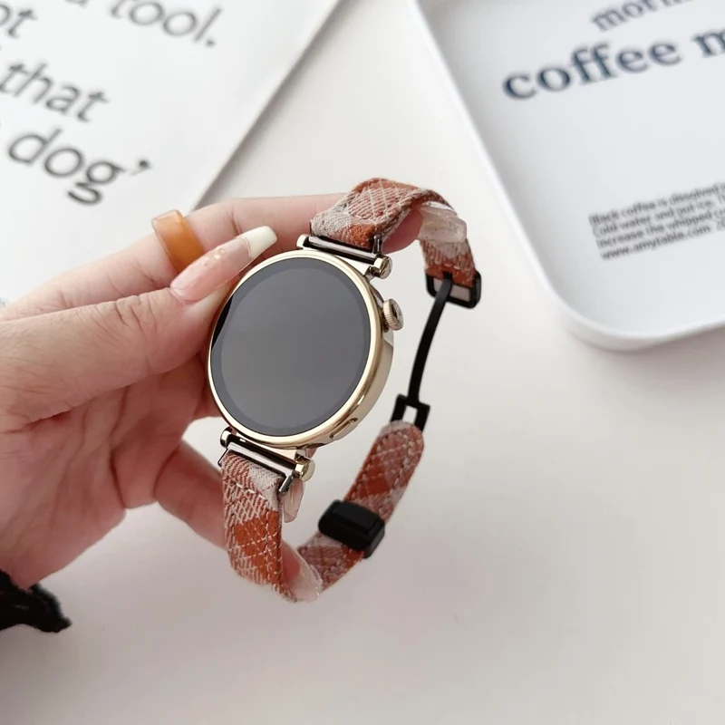20mm Universal Replacement Wrist Band Magnetic Buckle Canvas Watch Strap - Black+Grey