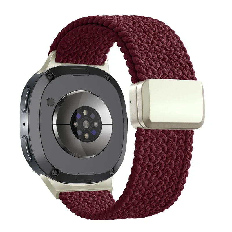 Bandz Samsung Galaxy Watch 9 - 44mm Magnetisch Geflochtenes Armband (Weinrot)