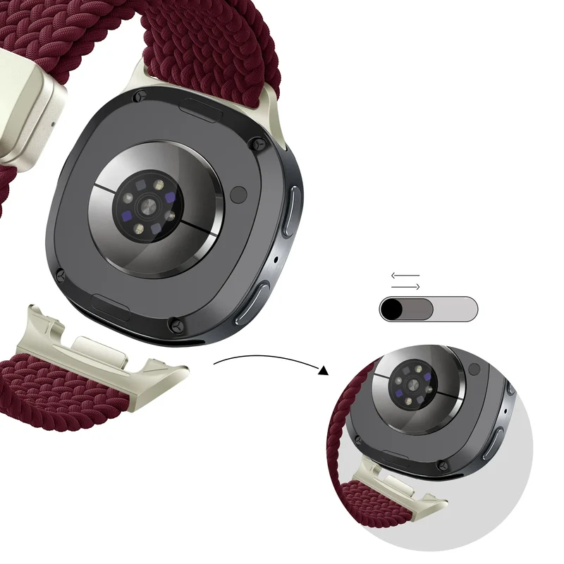 Bandz Samsung Galaxy Watch 9 - 44mm Magnetisch Geflochtenes Armband (Weinrot)