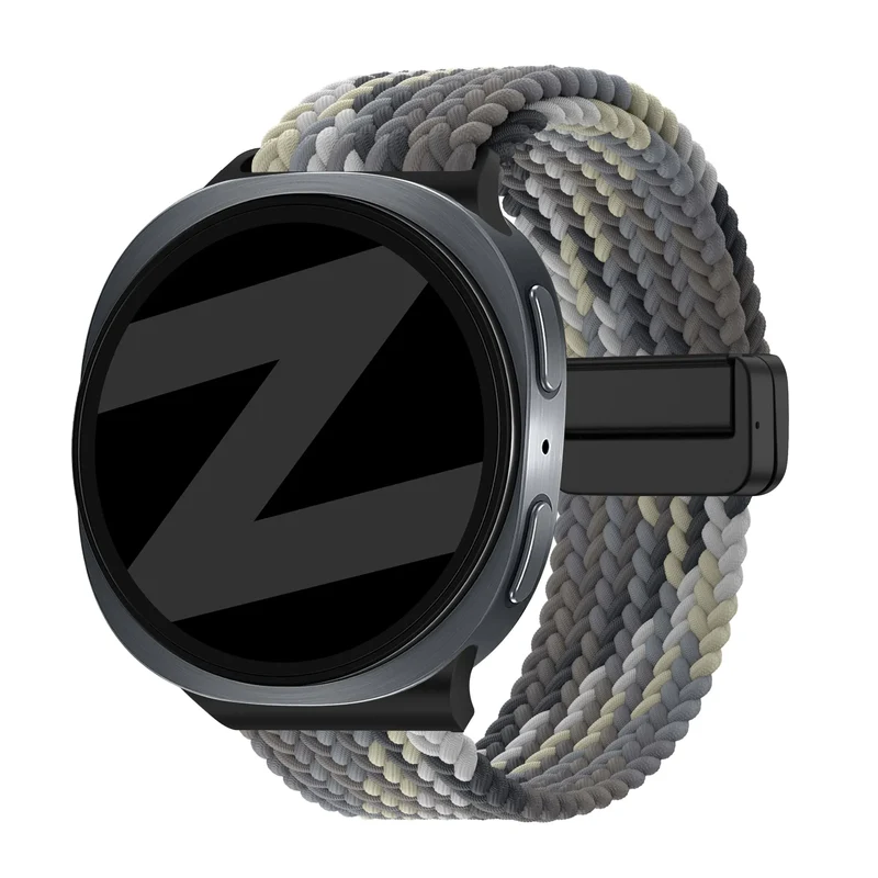 Bandz Samsung Galaxy Watch 9 - 44mm Magnetisch Geflochtenes Armband (Mandala Schwarz)