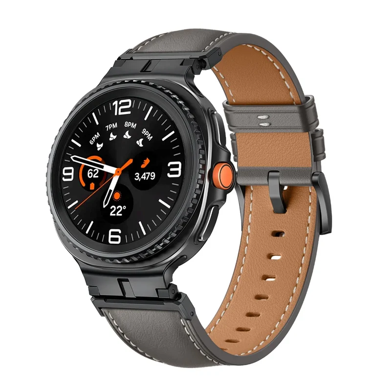 Samsung Galaxy Watch 9 - 44mm Premium Lederarmband (Grau)