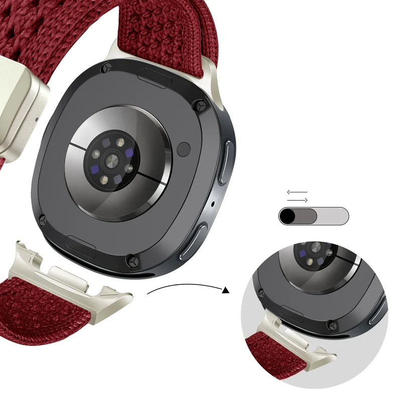 Bandz Samsung Galaxy Watch 9 - 40mm Vintage Nylonarmband (Weinrot)