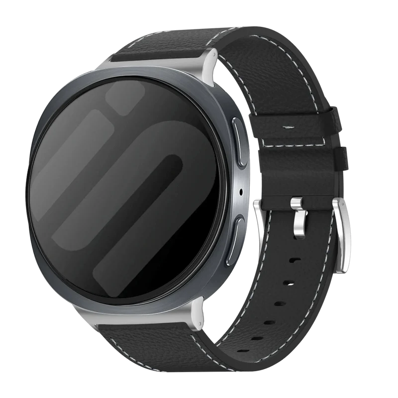 Samsung Galaxy Watch 9 - 44mm Gebürstetes Lederarmband (Schwarz)