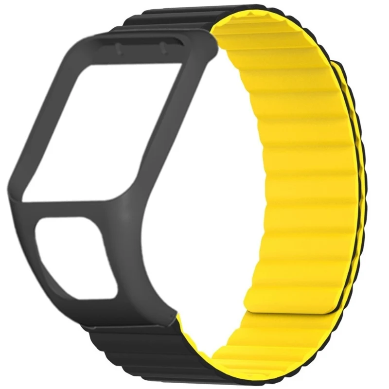 TomTom Runner 2 / 3 / Spark / Adventurer Watch Band Flexible Magnetic Strap with Case - Black+Orange