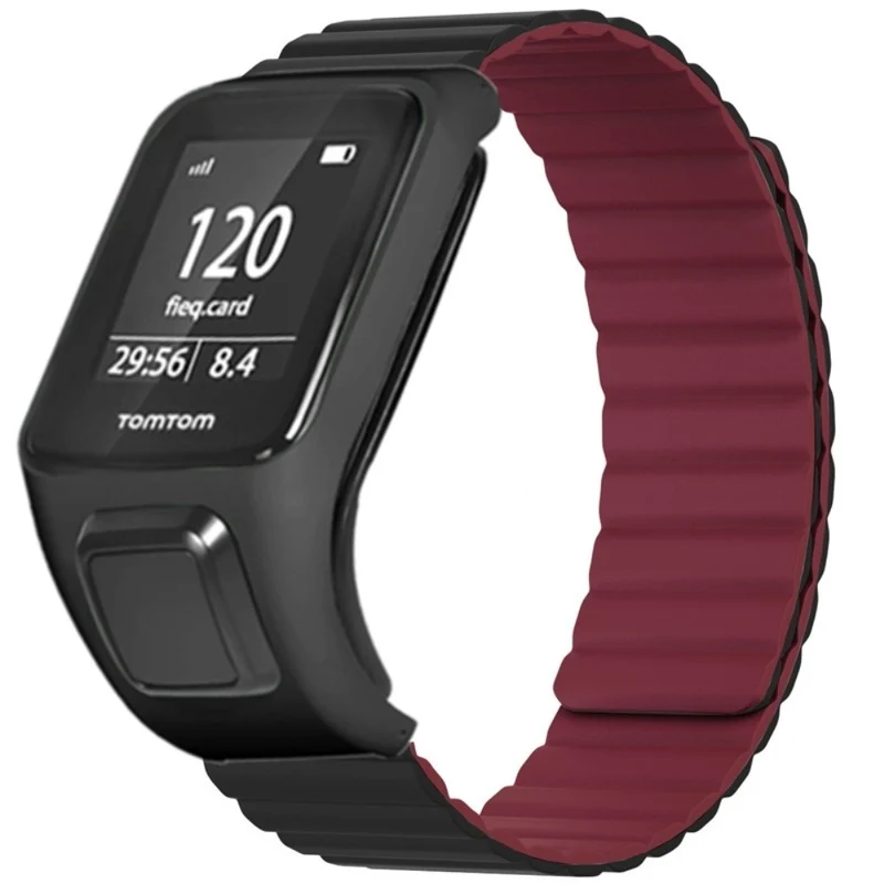 TomTom Runner 2 / 3 / Spark / Adventurer Watch Band Flexible Magnetic Strap with Case - Black+Orange