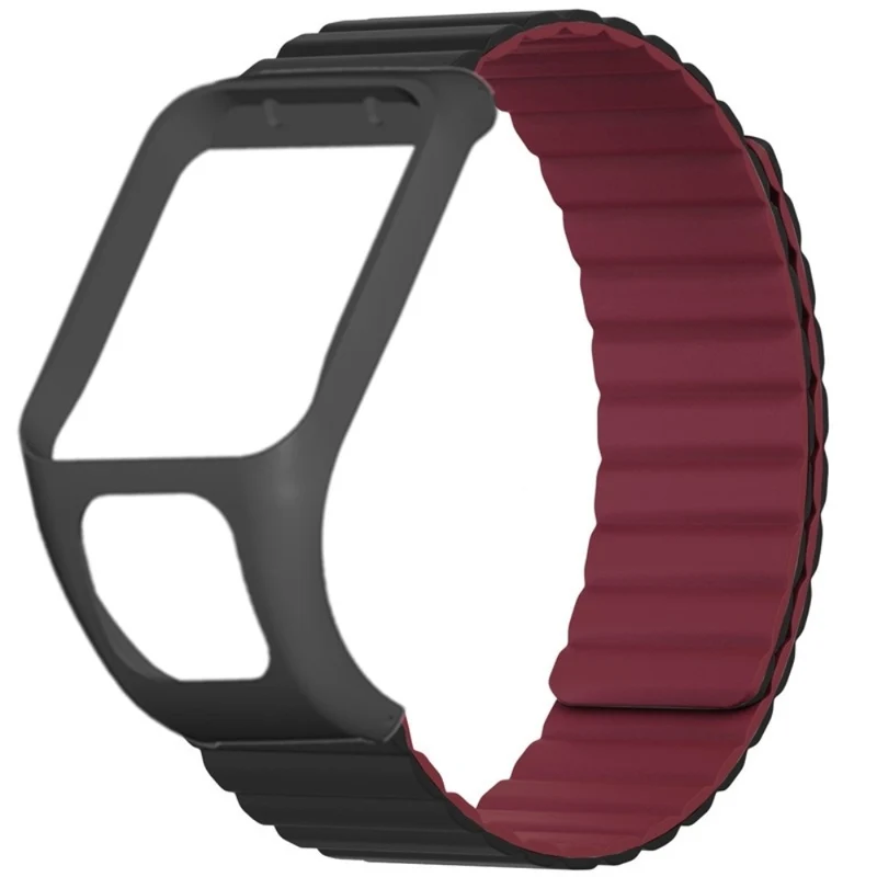 TomTom Runner 2 / 3 / Spark / Adventurer Watch Band Flexible Magnetic Strap with Case - Black+Orange