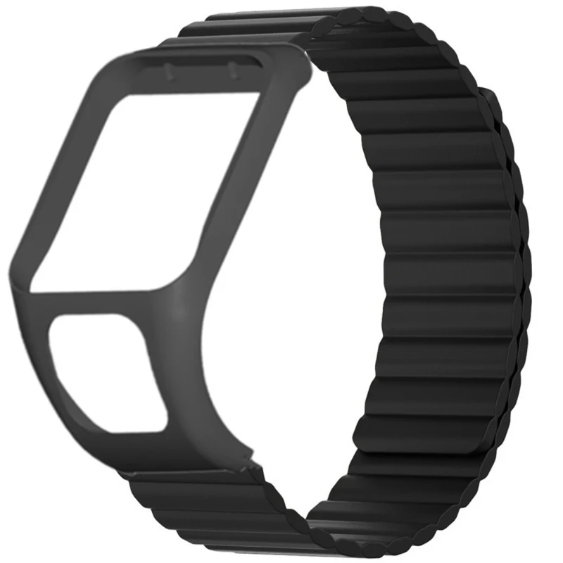 TomTom Runner 2 / 3 / Spark / Adventurer Watch Band Flexible Magnetic Strap with Case - Black+Orange