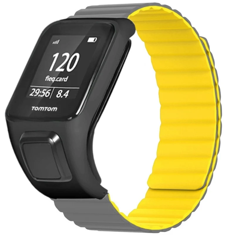 TomTom Runner 2 / 3 / Spark / Adventurer Watch Band Flexible Magnetic Strap with Case - Black+Orange