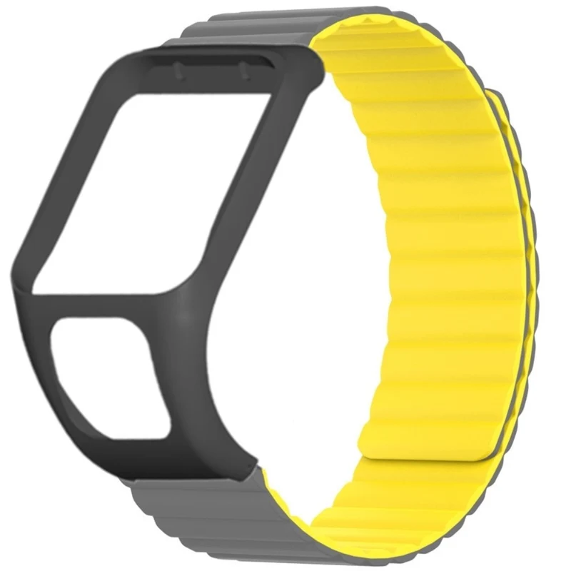 TomTom Runner 2 / 3 / Spark / Adventurer Watch Band Flexible Magnetic Strap with Case - Black+Orange