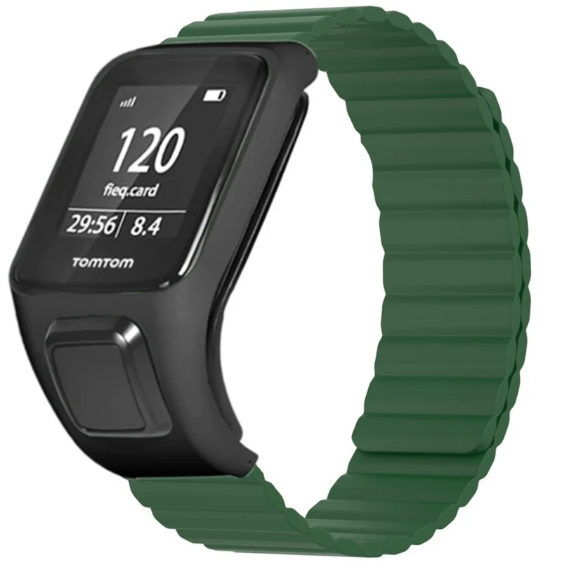 TomTom Runner 2 / 3 / Spark / Adventurer Watch Band Flexible Magnetic Strap with Case - Black+Orange