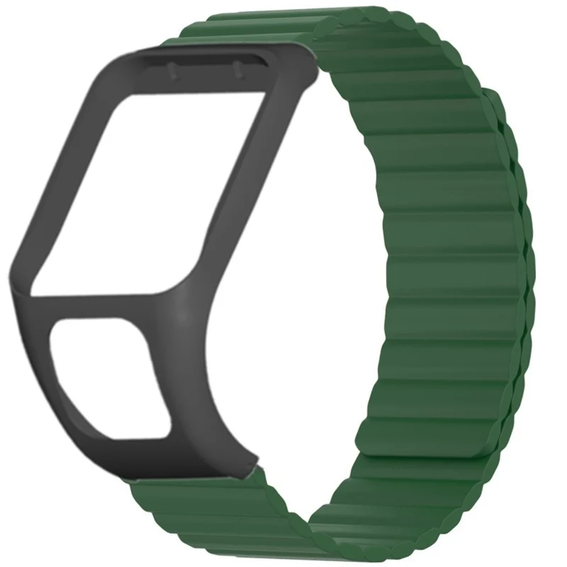 TomTom Runner 2 / 3 / Spark / Adventurer Watch Band Flexible Magnetic Strap with Case - Black+Orange