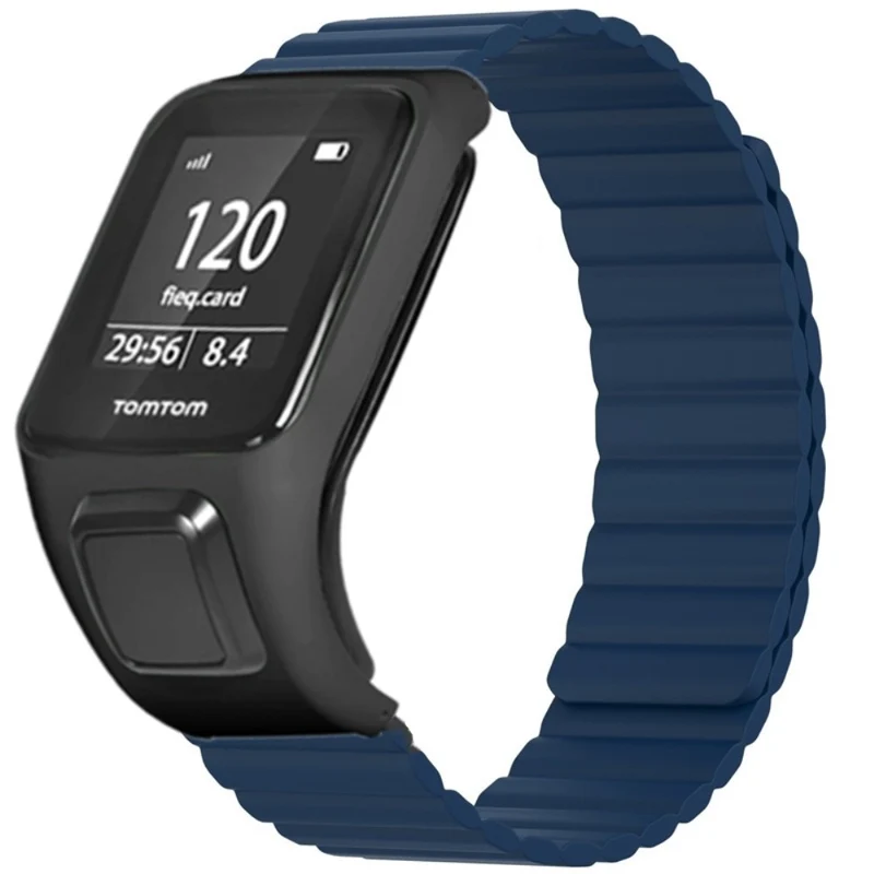 TomTom Runner 2 / 3 / Spark / Adventurer Watch Band Flexible Magnetic Strap with Case - Black+Orange