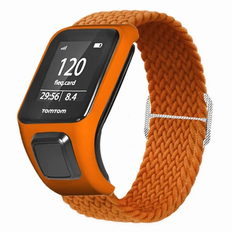 TomTom Runner 2 / 3 / Spark / Adventurer Watch Band Braided Adjustable Nylon Loop Strap with Case - Rainbow