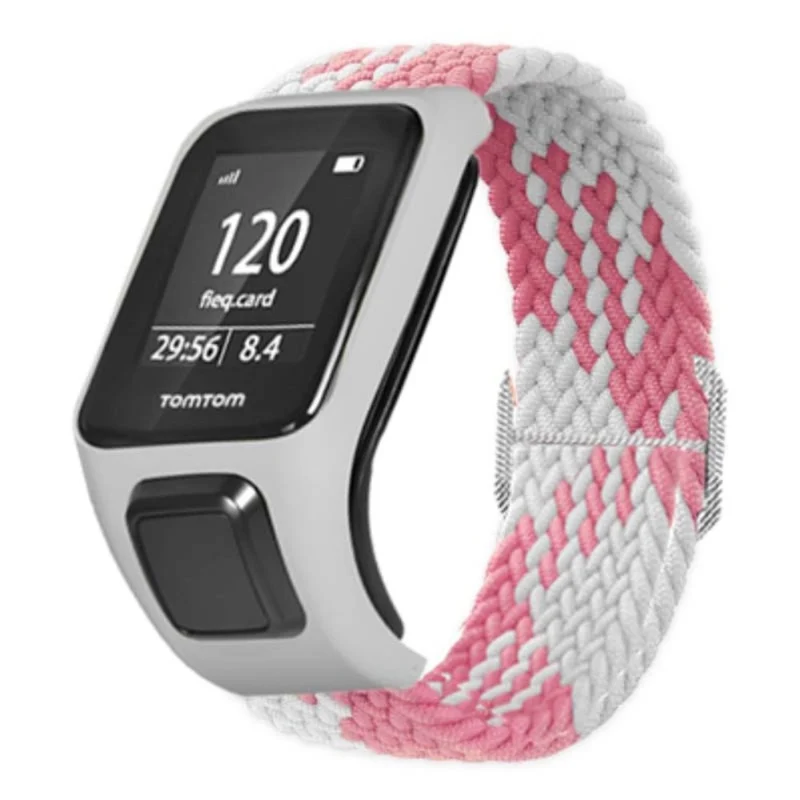 TomTom Runner 2 / 3 / Spark / Adventurer Watch Band Braided Adjustable Nylon Loop Strap with Case - Rainbow