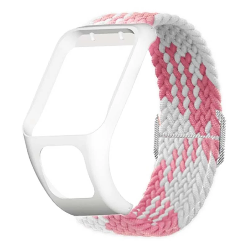 TomTom Runner 2 / 3 / Spark / Adventurer Watch Band Braided Adjustable Nylon Loop Strap with Case - Rainbow