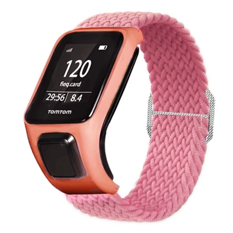 TomTom Runner 2 / 3 / Spark / Adventurer Watch Band Braided Adjustable Nylon Loop Strap with Case - Rainbow
