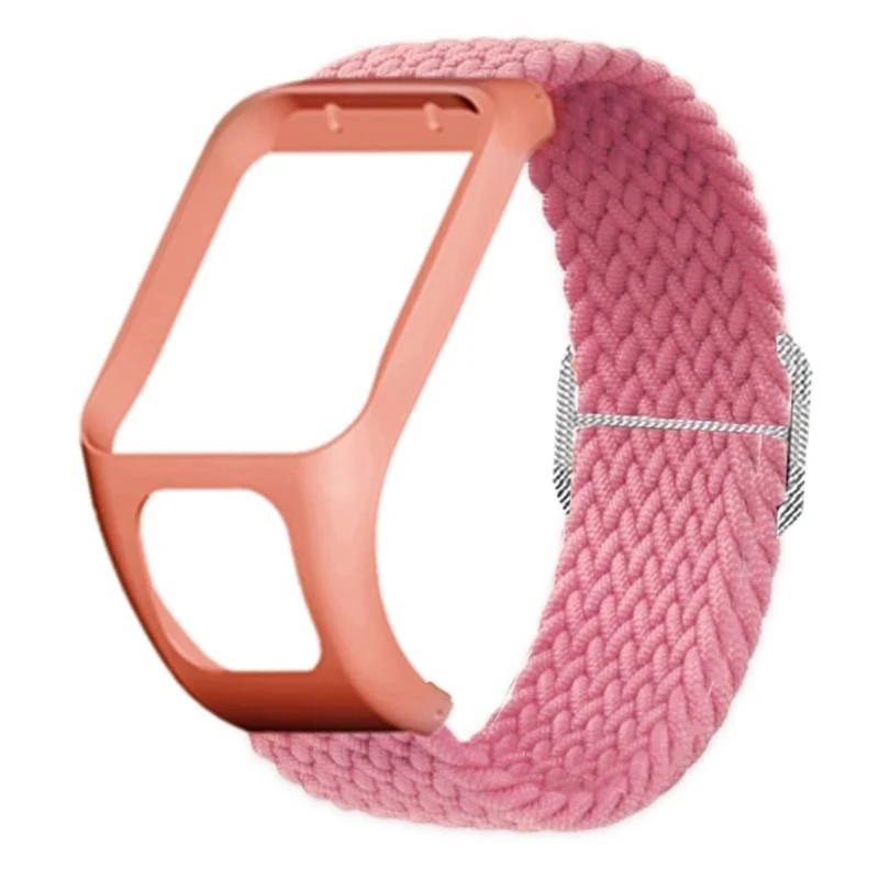 TomTom Runner 2 / 3 / Spark / Adventurer Watch Band Braided Adjustable Nylon Loop Strap with Case - Rainbow