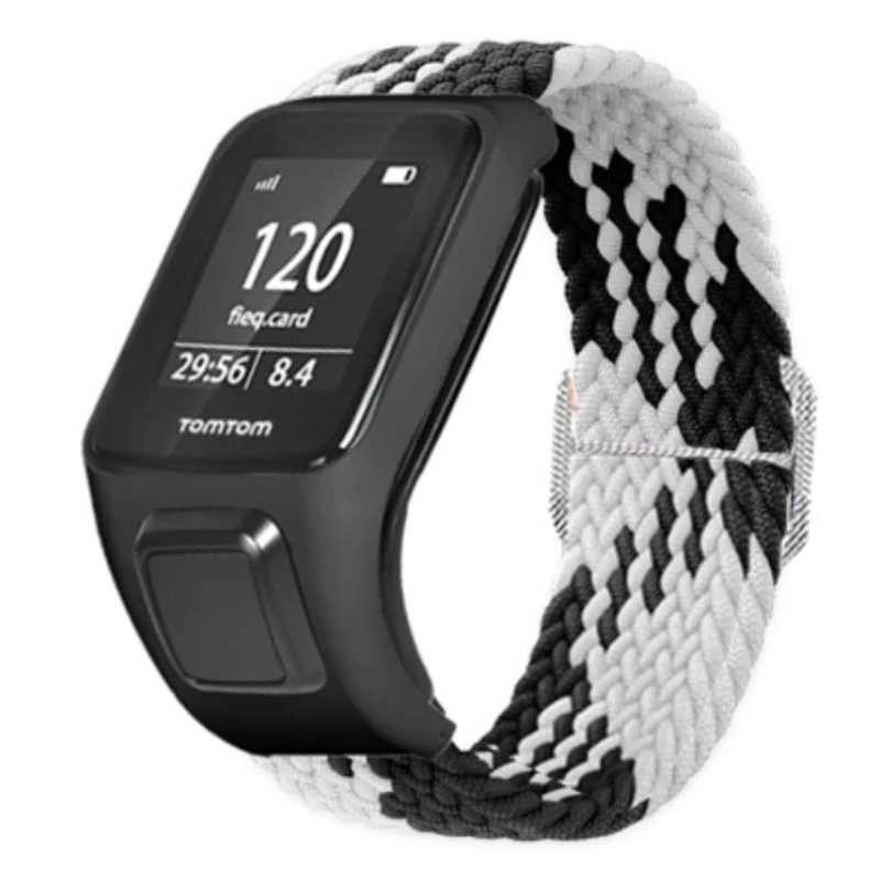 TomTom Runner 2 / 3 / Spark / Adventurer Watch Band Braided Adjustable Nylon Loop Strap with Case - Rainbow