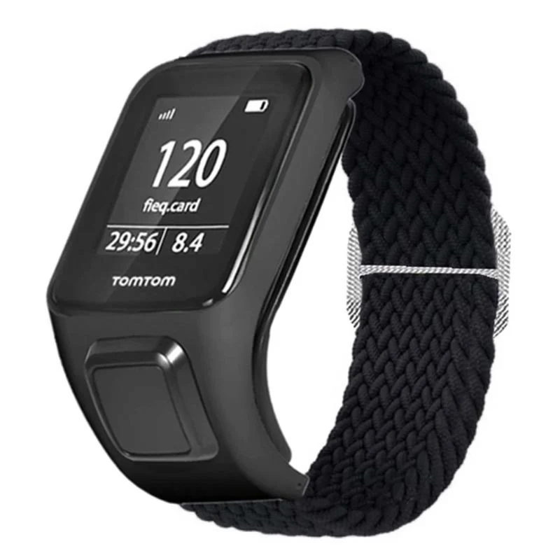 TomTom Runner 2 / 3 / Spark / Adventurer Watch Band Braided Adjustable Nylon Loop Strap with Case - Rainbow